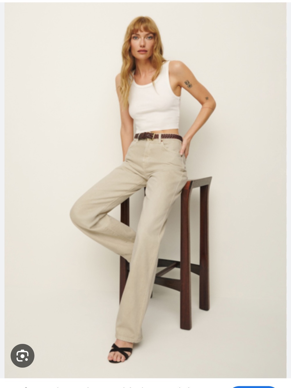 Reformation 90/ Mid-Rise Straight Jeans in Vintage Oatmeal
